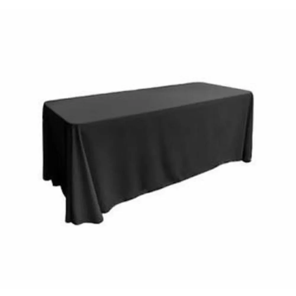 Womens LA 6” Drape Full Length Black Banquet Style Tablecloth 90 x 132